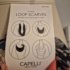 Capelli of New York Coral and Black Scarf